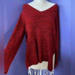 EUC Torrid Red and Black V Neck High-low Sweater Plus Size 2X
